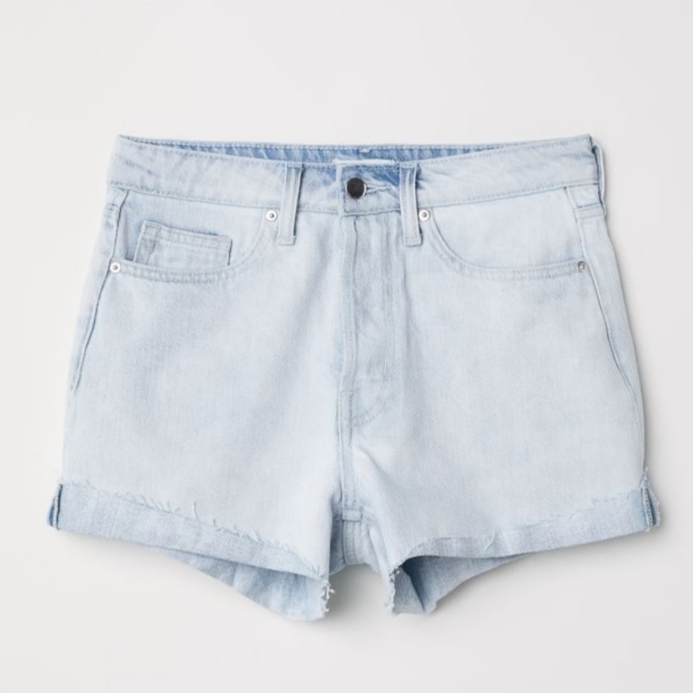 H&M High-Waisted Light Wash Denim Shorts